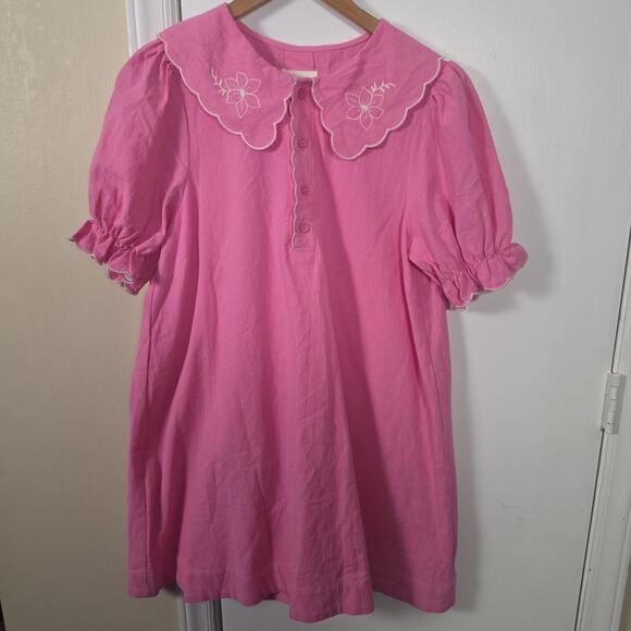 Umgee Dresses & Skirts - NEW Umgee Peter Pan Collared Pink Cotton Mini Dress Sz M Twee Coquette Doll